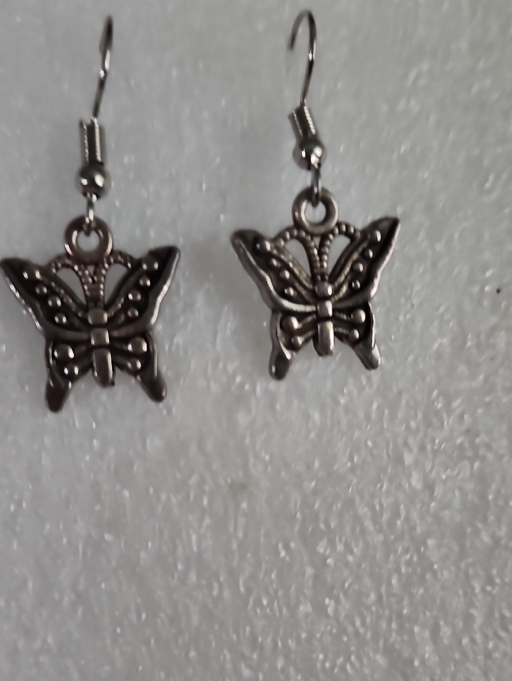 Hand Crafted Silver Butterfly Dangle Earrings